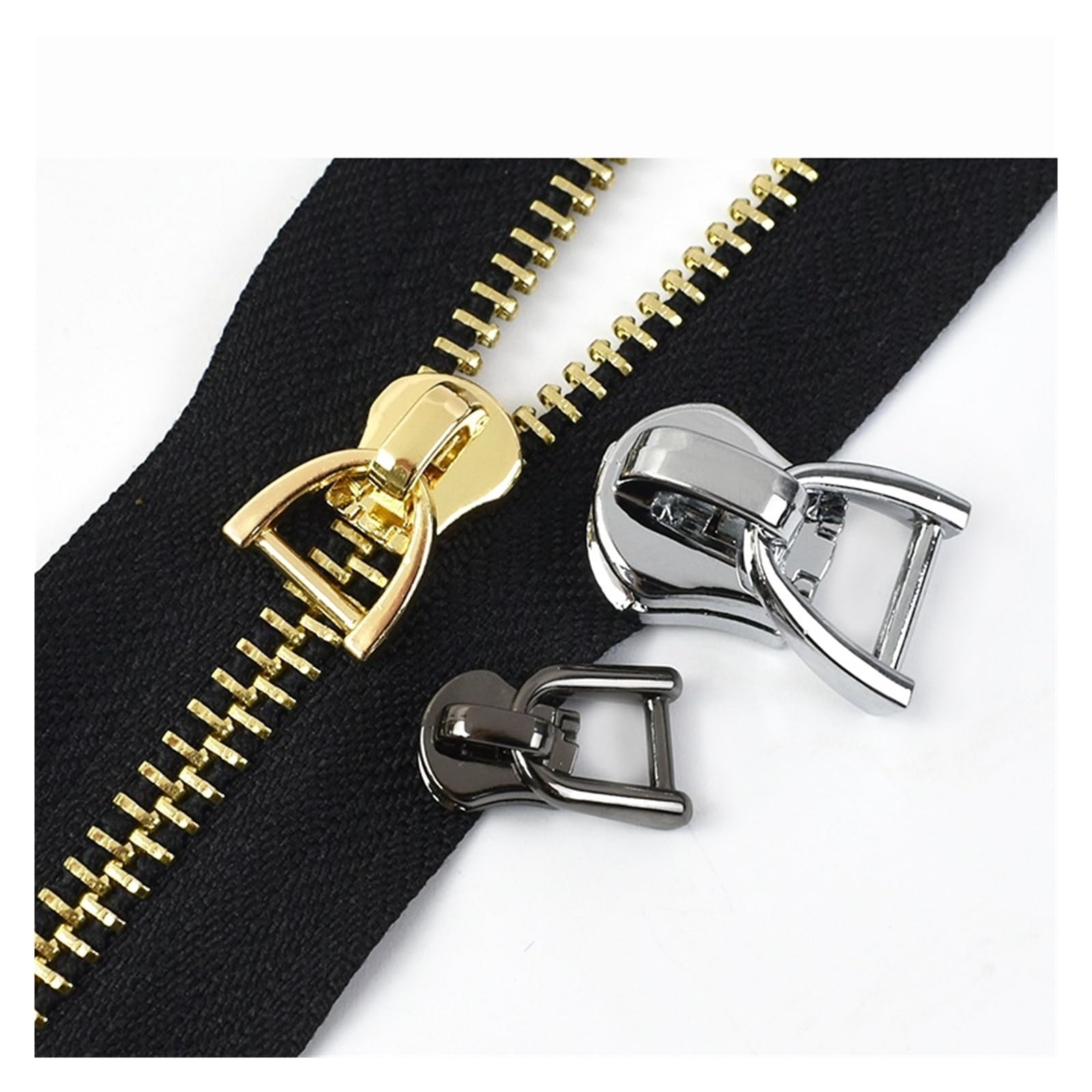 Tirador de cremallera for Metal, anillo en D, deslizadores, bolsas, chaqueta, cierre cremalleras repuesto, accesorios costura DIY, 5-20 piezas, 3#5#8#10#(Chrome,20Pcs,ForMetal-No8)