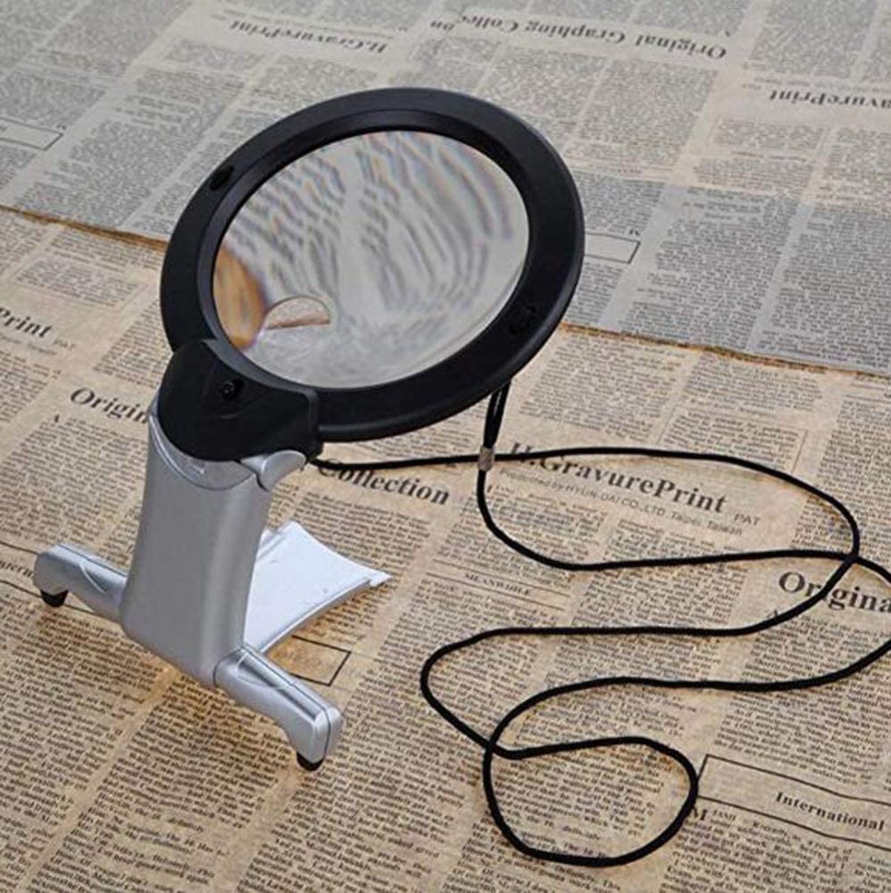 Lupe, 2-in-1-Lupe, freihändig, riesig, groß, mit LED-Licht zum Lesen, Nähen, Basteln, Handarbeiten, Mehrzwecklupe, groß, freihändiges Lesen, Freundschaft und Tugend
