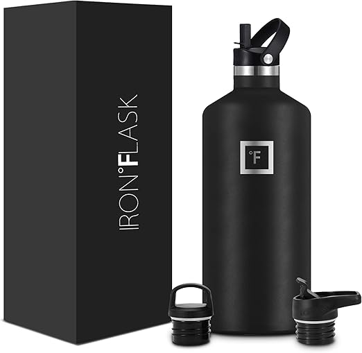IRON °FLASK Sports Water Bottle 3 Lids (Narrow Straw Lid) Leak Proof Vacuum