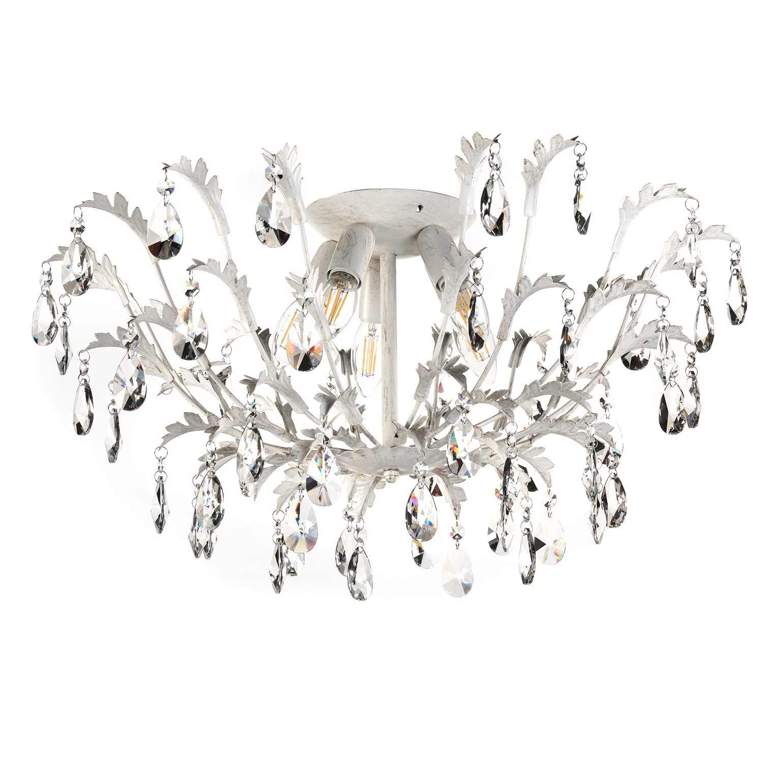 onli cesta plafón 5 luces E14, 6 W, Marfil/Dorado, 65 x 34 cm