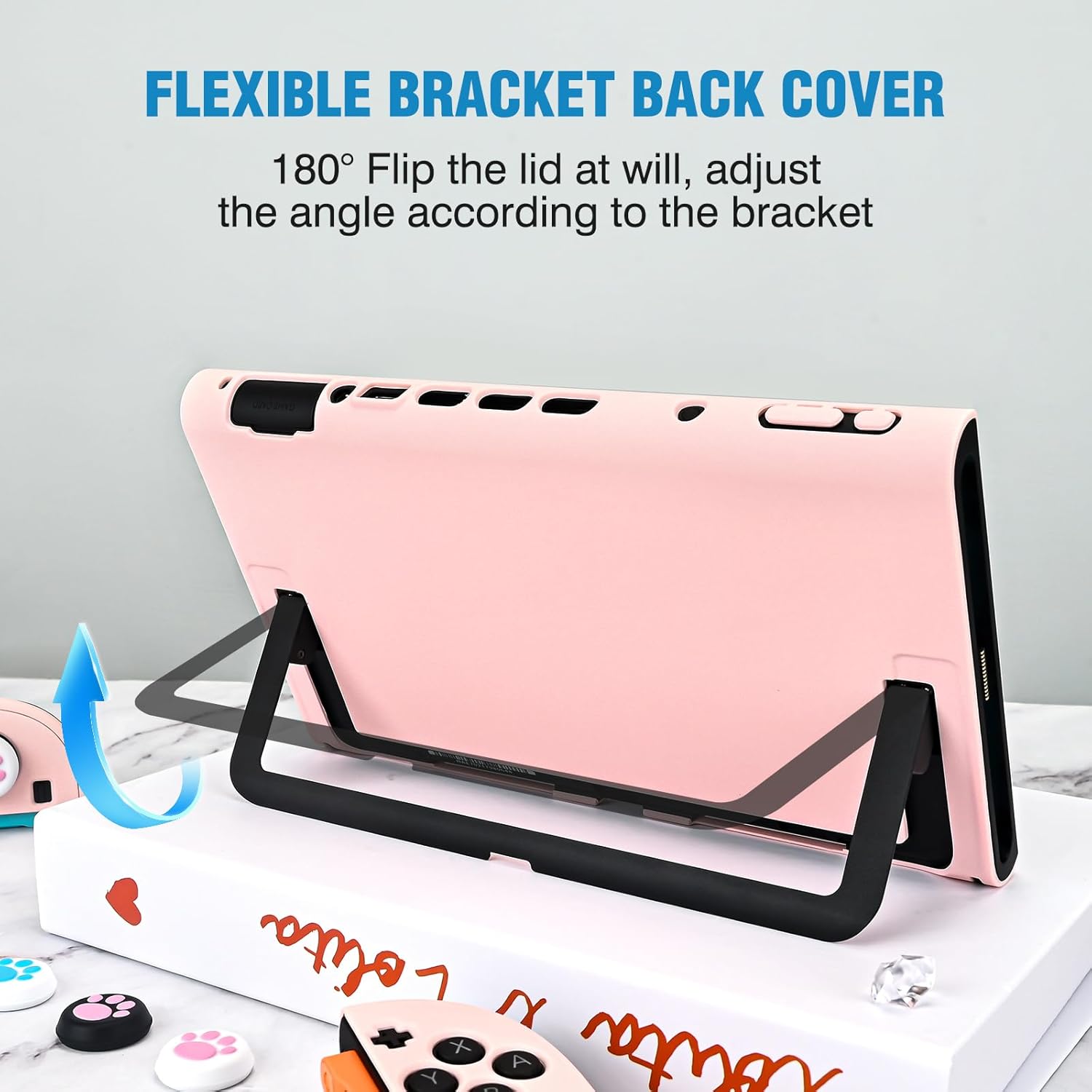 DLseego Protective Hard Case for Nintendo Switch 2 (2025), Slim PC Grip Cover for Joy Con, Detachable JoyCon Controller Protectors-Shockproof & Scratch-Resistant Console Shell, 6 Thumb Grips - Pink - Image 4