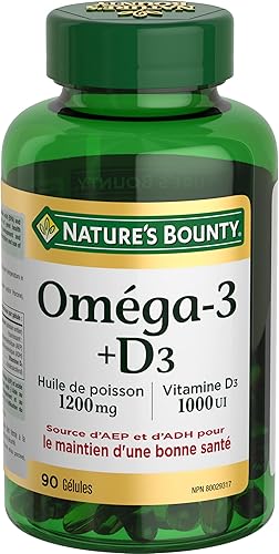 Miniatura 2 de Nature's Bounty Aceite de pescado Omega-3 + D3 1200 mg / Vitamina D3 1000IU 90 cápsulas blandas