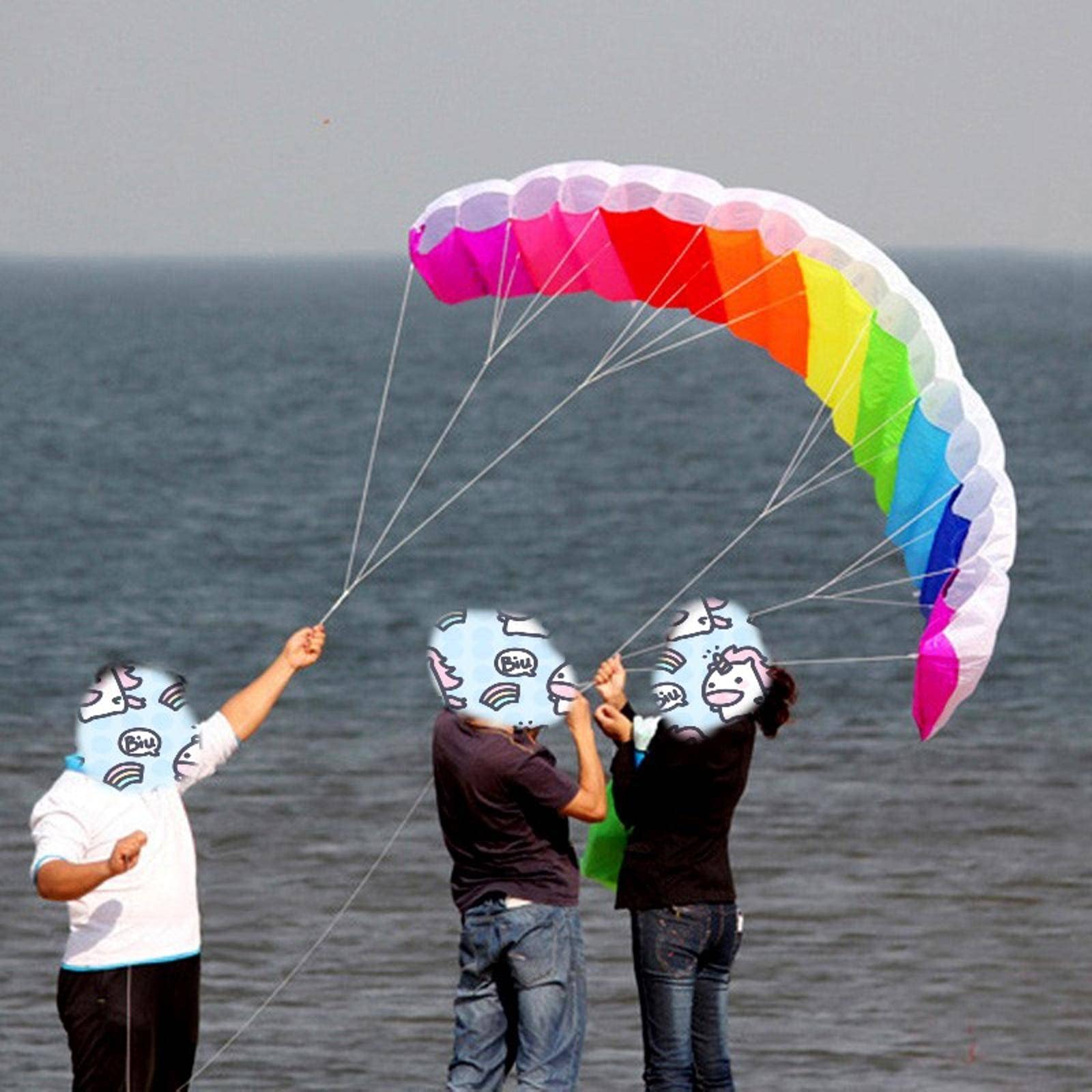 Cometa De Paracaídas Suave De Doble Línea De 100 Pulgadas – Vuelo Estable, Resistente Al Agua, Con Correa De Muñeca – Para Adultos Y Niños Avanzados