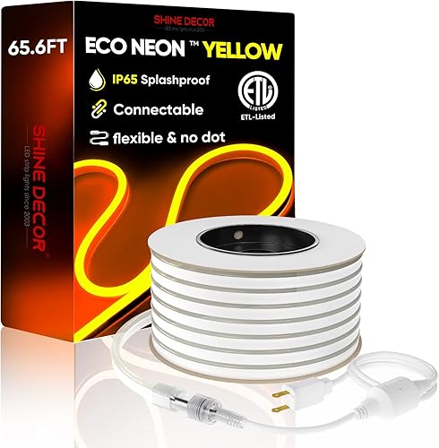 Miniatura 2 de Shine Decor Productos del paquete de clip de montaje con kit de luces LED de neón amarillo dorado de 20M/65.6ft