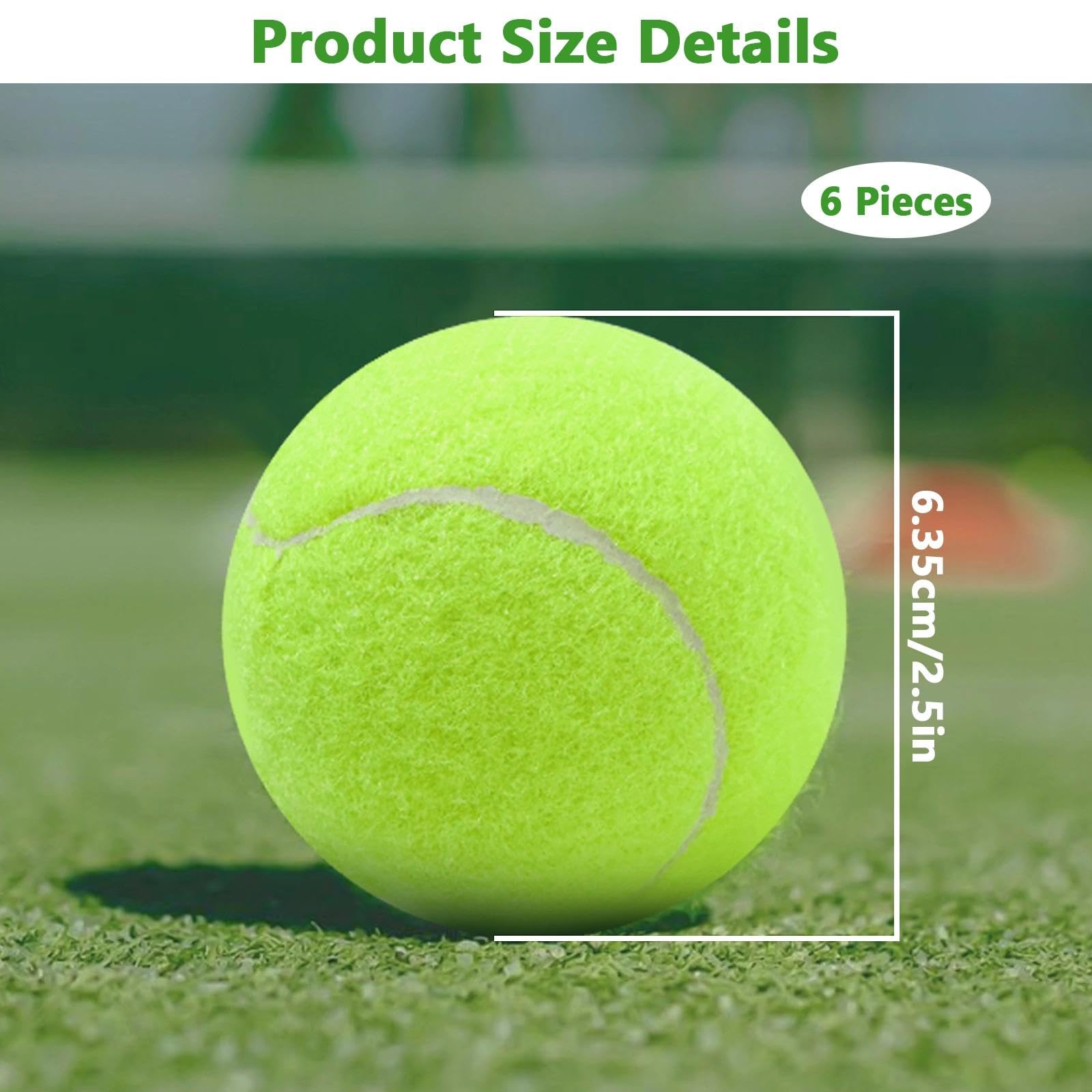 Balles de Tennis Loisirs Haute élasticité Feutre Haute Visibilité Pack de 6