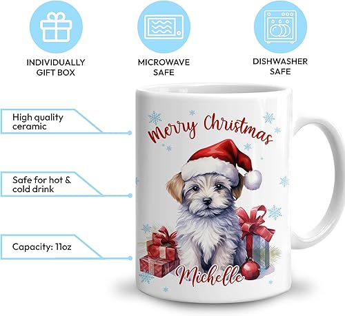 Vista 32 de Hyturtle Regalos personalizados para amantes de las ardillas, con sombrero de Papá Noel, taza de café de cerámica con nombre personalizado, taza