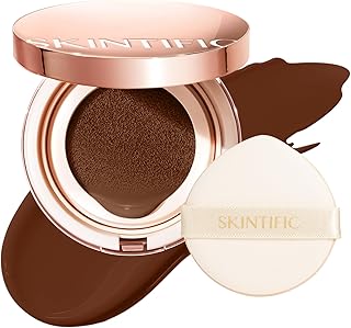 Full Coverage Cushion Foundation, Weightless, Skin Fit, Satin Glow Finish, Oil-Control Waterproof Foundation, Sweatproof Flawless BB Cream CC Korean Makeup Buildable