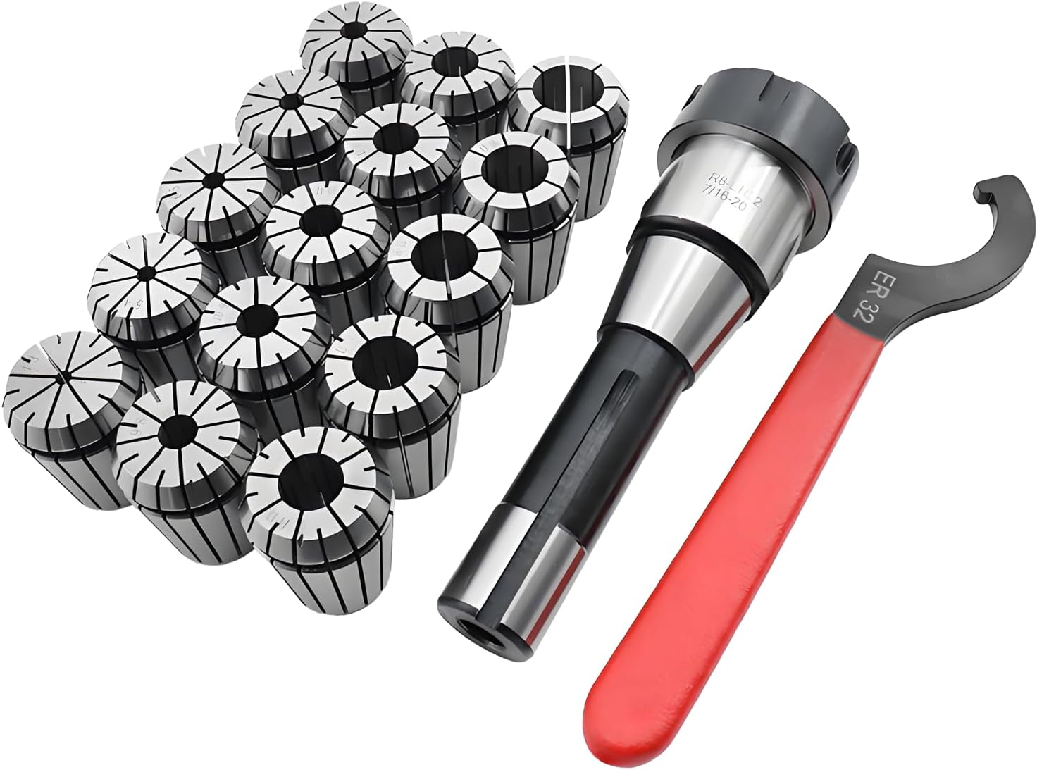17 PCS R8 ER32 Collet Holder Set R8 End Mill ER32 Collet Chuck Kit for CNC Engraving Machine & Milling Lathe Tool (0.0004" Accuracy)