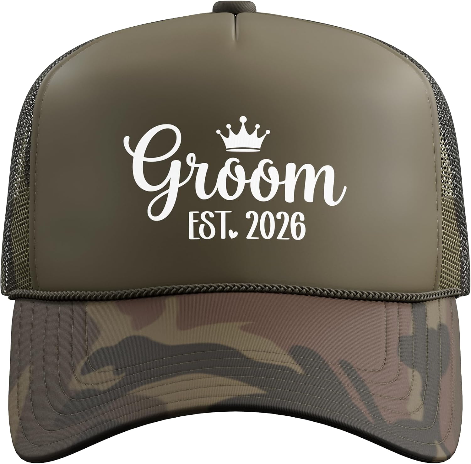 Groom Est 2026 Bride Groom Matching Engagement 2026 Trucker Hat with Adjustable Mesh Back image 2
