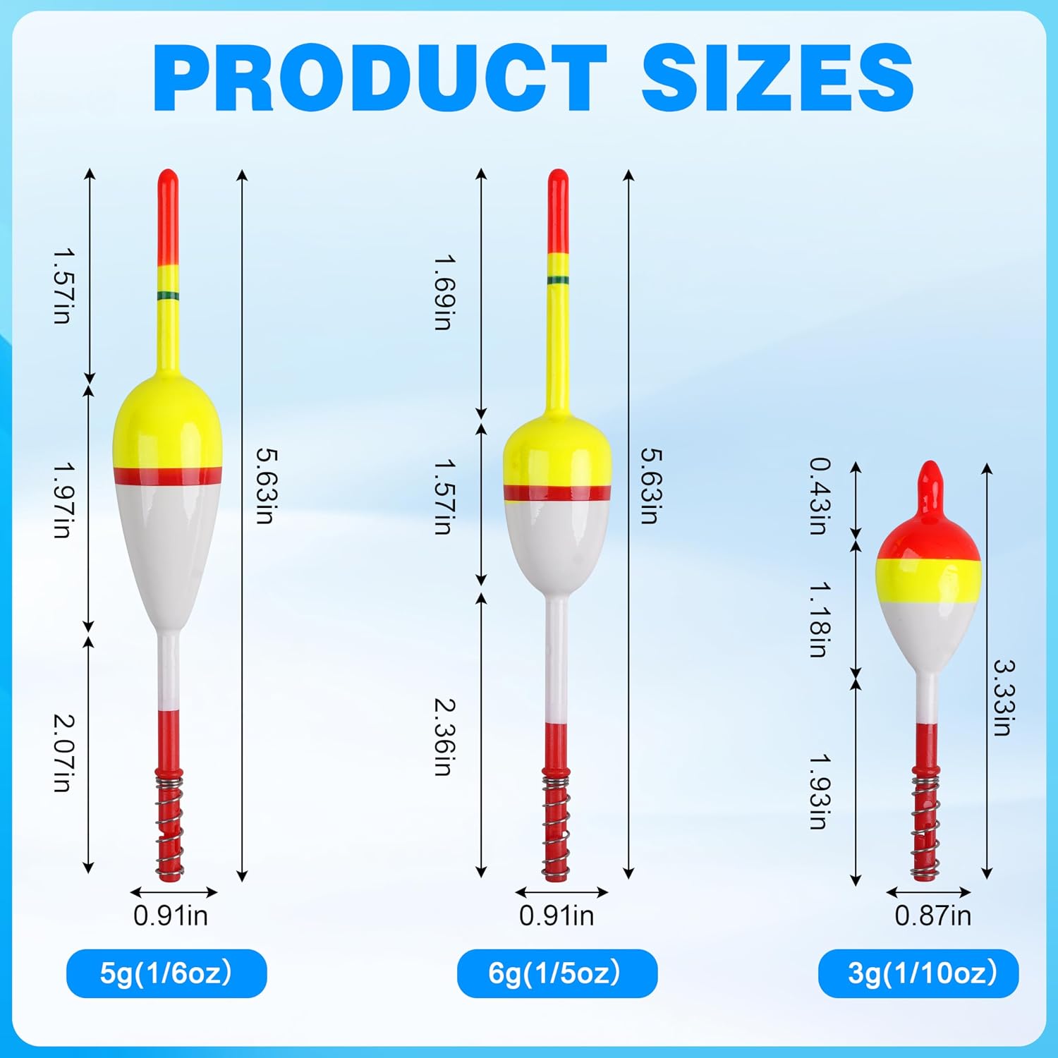 SILANON Wood Slip Bobbers Fishing Floats and Bobbers Spring Oval Stick Slip Floats for Crappie Catfish Trout Panfish Walleyes Fishing 5/10pcs