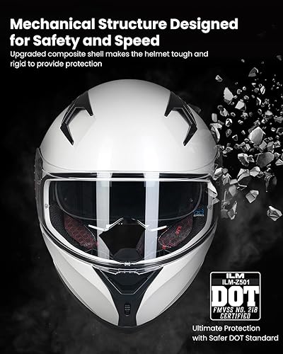 Miniatura 2 de ILM - Casco completo de motocicleta con Pinlock compatible con viseras y aletas transparentes y tintadas, casco para Street Bike y Motocross,