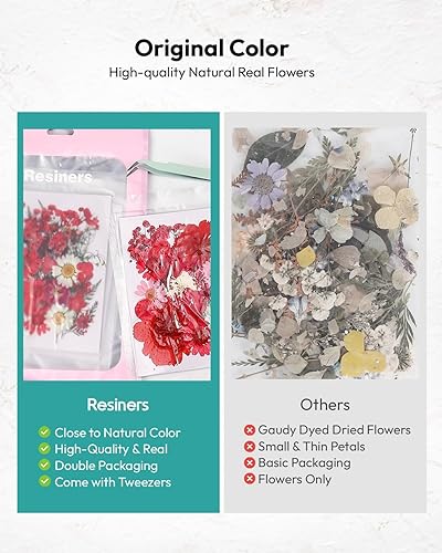 Vista 110 de Resiners - Flores secas, 100 piezas de flores prensadas para manualidades, color amarillo, flores secas naturales, kit de hojas secas