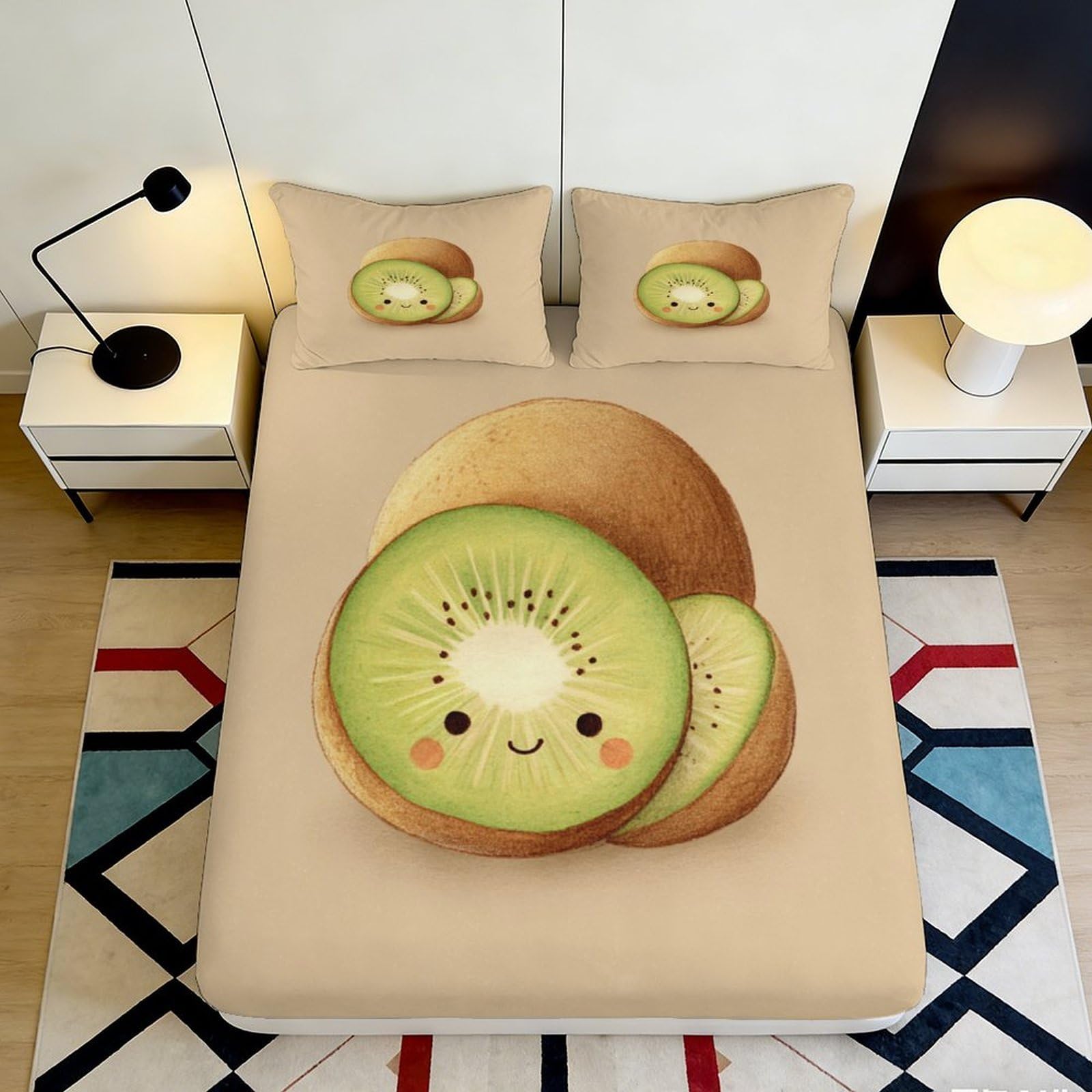 Pnayamiorkfel Style-10 3D Printed Cartoon Kiwi Fitted Sheet Microfiber Soft Anti-Slip Bed Cover For Bedroom Guest Room Machine Washable Decor 90X200x25cm