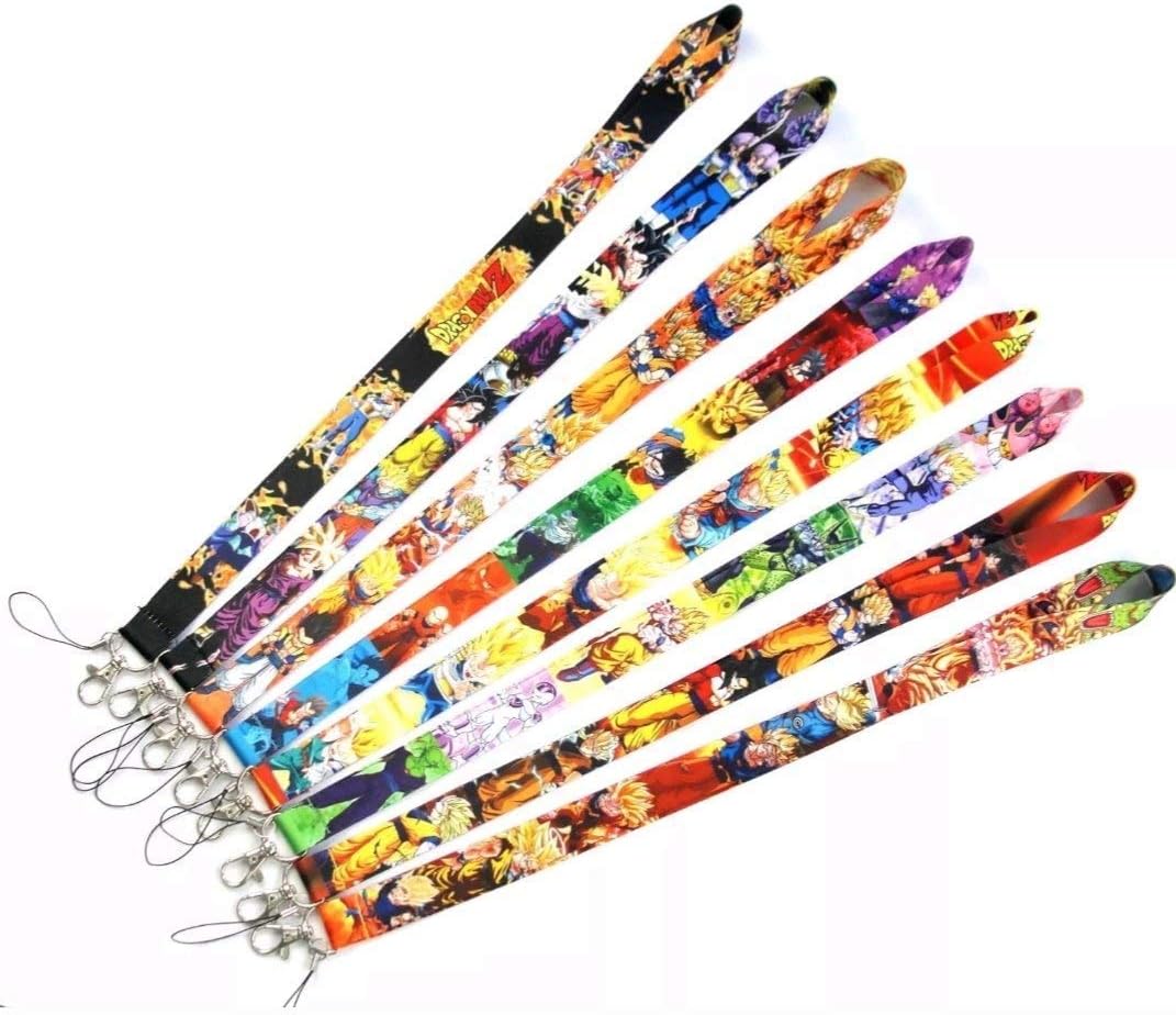 2018 Super Collection 8 Pcs New Set Dragon Ball Z Super Saiyan Son Goku Mobile Phone ID Holder Neck straps Lanyard keychain