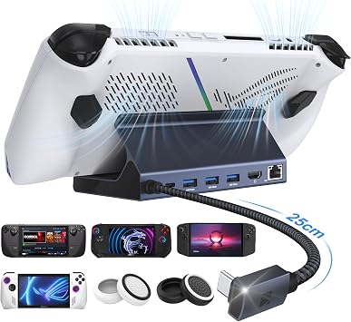 iVANKY 4K@144Hz/ 4K@120Hz HDMI 2.1 ROG Ally Dock, 8-in-1 Aluminum Docking Station for Steam Deck OLED & ROG Ally X, 100W PD Charge, 1Gbps Ethernet, 3 USB 3.0, Pro Gaming Stand Hub No PD Adapter