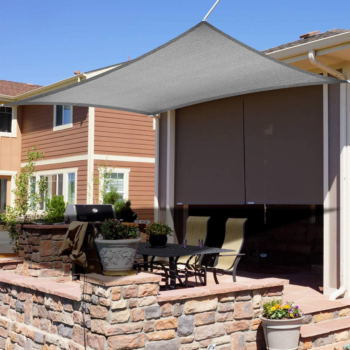 Eden's Decor Rectangular Grey 6' X 8' Sun Shade Sail UV-Blocking Outdoor Shade for Patio Backyard Pergola