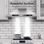 BRANO 30 Inch Wall Mount Range Hood with Voice/Gesture/Touch Control, 900 CFM Kitchen Hood Vent with 4 Speed Exhaust Fan, Ducted/Ductless Convertible Stove Hood with Memory Mode, 4 Adjustable Lights