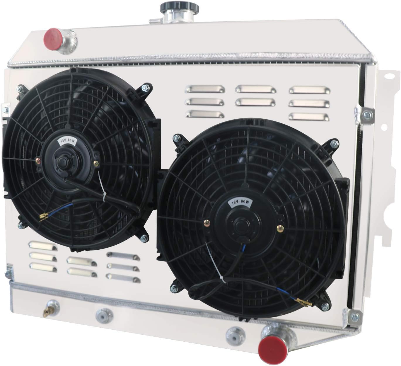 3 Row Aluminum Radiator + Shroud + Fan + Relay Fit 68-74 Dodge Challenger/Charger/Coronet & 68-73 Plymouth Barracuda/Satellite 4.5L 5.2L 5.6L 5.9L V8 GAS