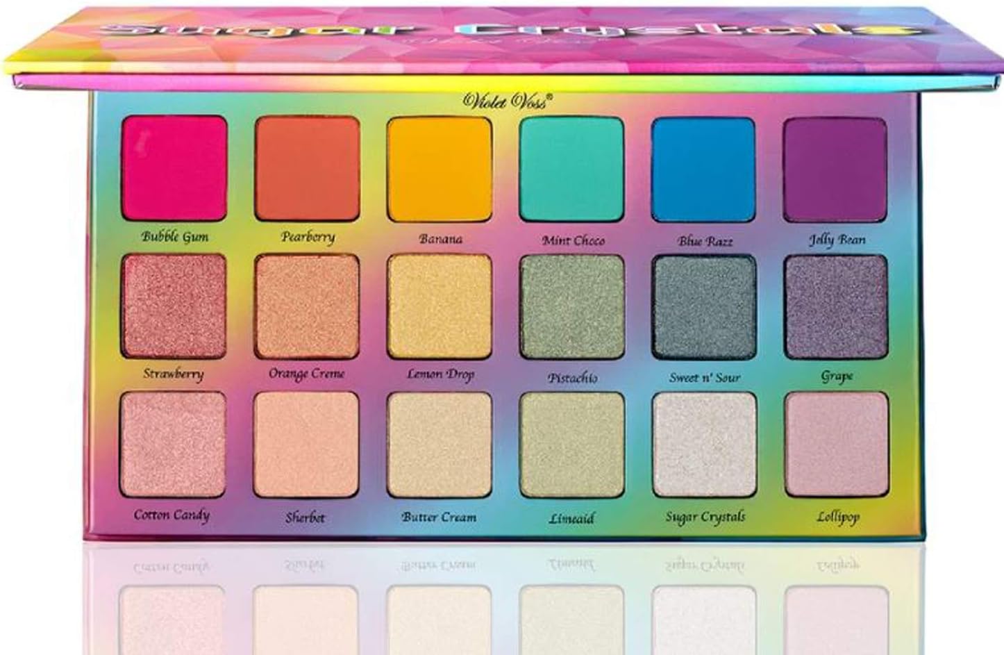 Sugar Crystals Pressed Pigment Palette! Eyeshadow Palette Infused With Jojoba Oil! Highly-Pigment, Matte-Finished And Gorgeous Duo-Chromes! 18 Fun Bright Colors Shades!