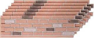ROOMTEC 6-Pack Faux Brick Wall Covering Panels for Interior and Exterior Decor, PU Stone Veneer Exterior, Exterior Siding Panels for DIY Home Improvement Projects, 45.67" x 12.99"