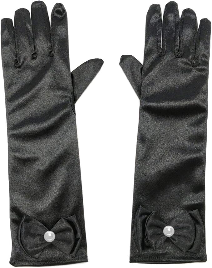 Little Girls Princess Gloves(Solid Color Long Elbow Length