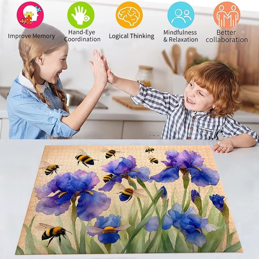 Blume Puzzle 3000 Teile Biene Puzzle Erwachsene, Holzpuzzle Erwachsene, DIY Groß Puzzelmatten, Premium Quality Klassische Wooden Jigsaw, Holzpuzzle ab 14 Jahren für Jungen, Geschenke Mädche S-204