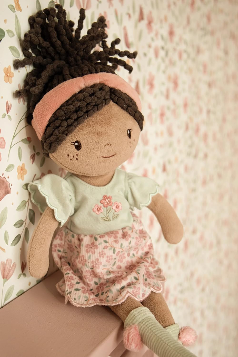 Little Dutch Weiche Stoffpuppe Kuschelpuppe - Puppe Evi - 35 cm groß - für Mädchen ab 12 Monate - Blumenmädchen