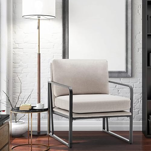 annjoe Silla decorativa moderna para sala de estar, silla tapizada con patas de marco de metal para el hogar, dormitorio, lectura, color gris annjoe Silla decorativa moderna para sala de estar, silla tapizada con patas de marco de metal para el hogar, dormitorio, lectura, color gris