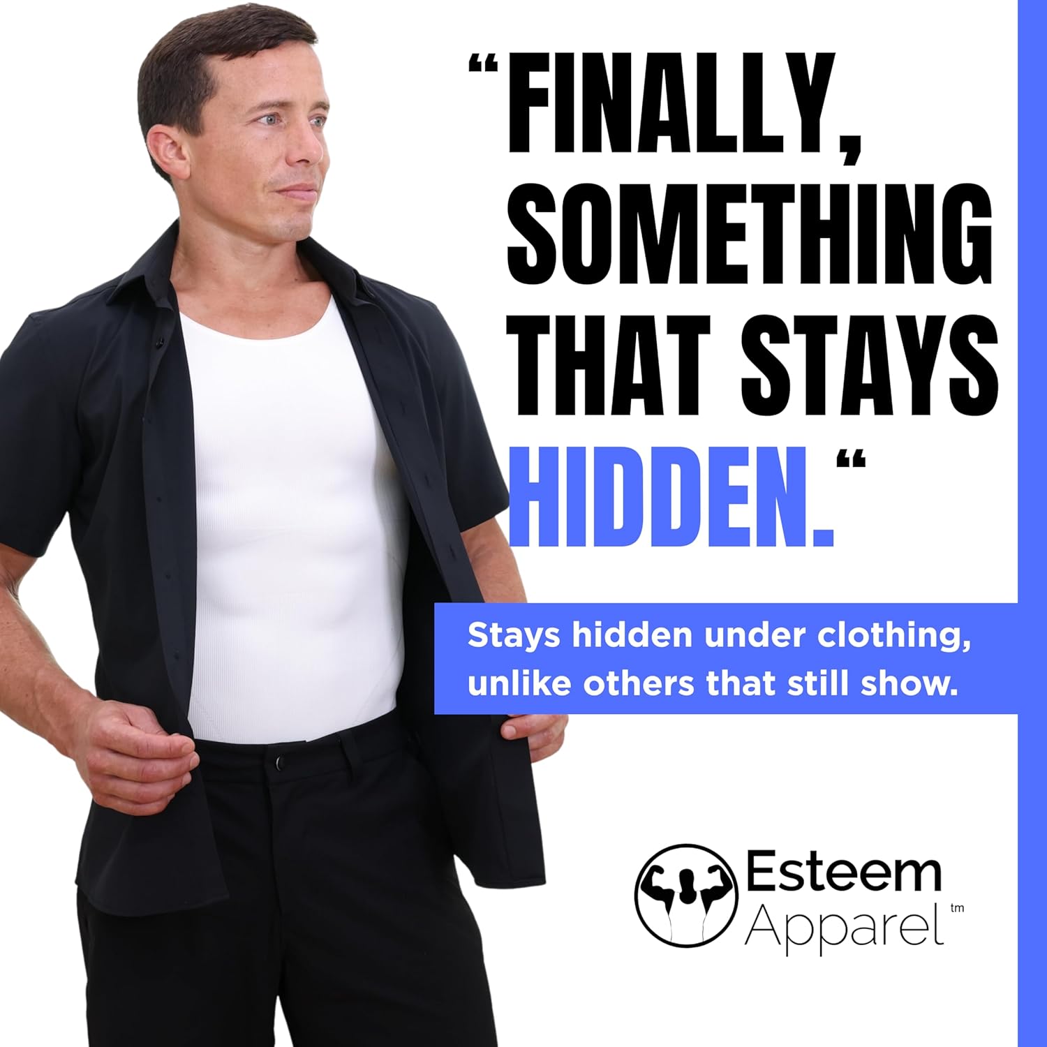 Esteem Apparel EliteSlim Men's Compression Shirt to Hide Gynecomastia Moobs Abs Chest Stomach Slimming Shapewear - Image 7