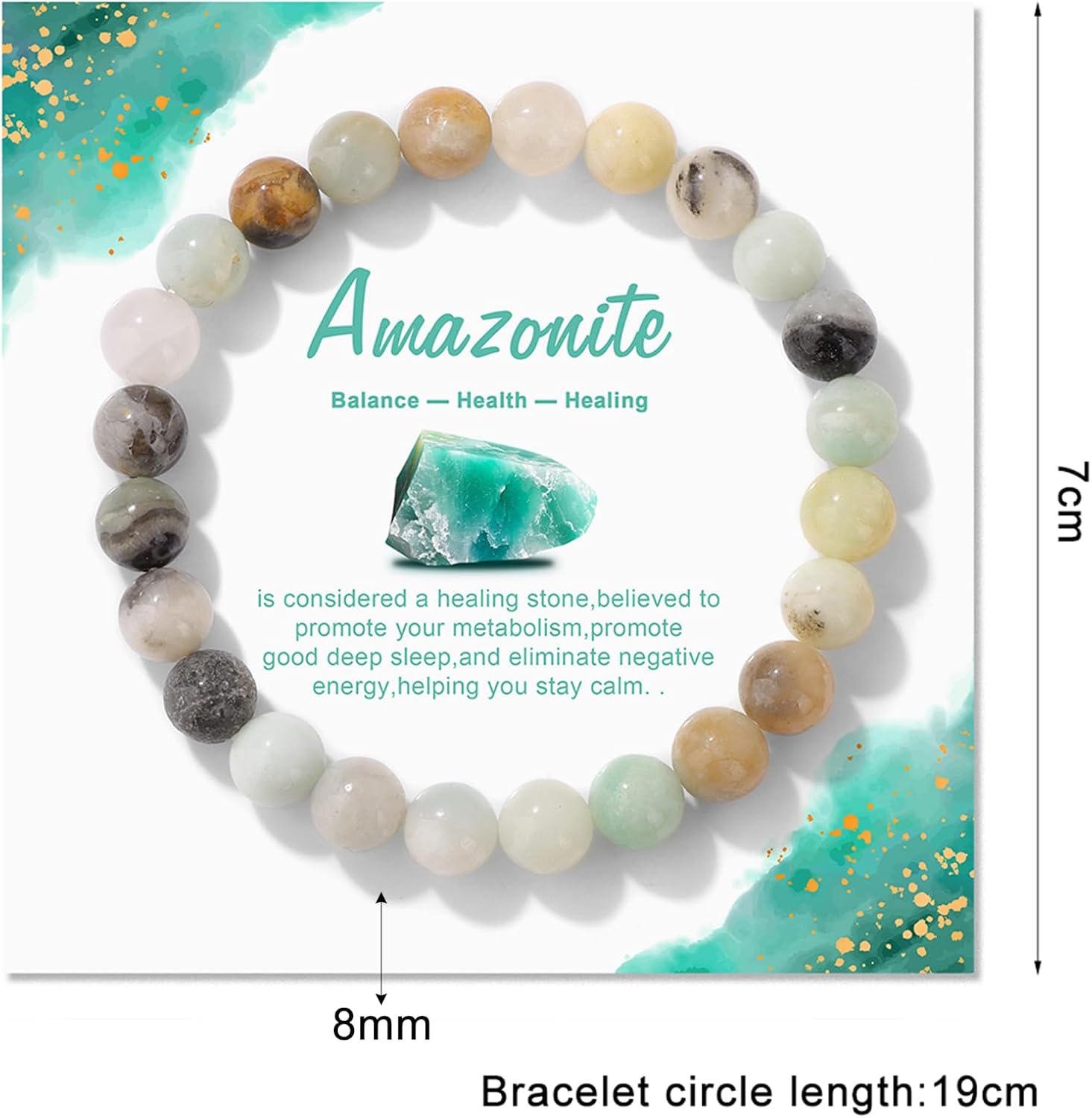 8mm Crystal Beaded Stretch Bracelets for Women Men Adjustable Gemstone Bead Bracelet Healing Crystal Bracelet Natural Stone Protection Bracelet Jewelry Gifts for Men Women - Image 2