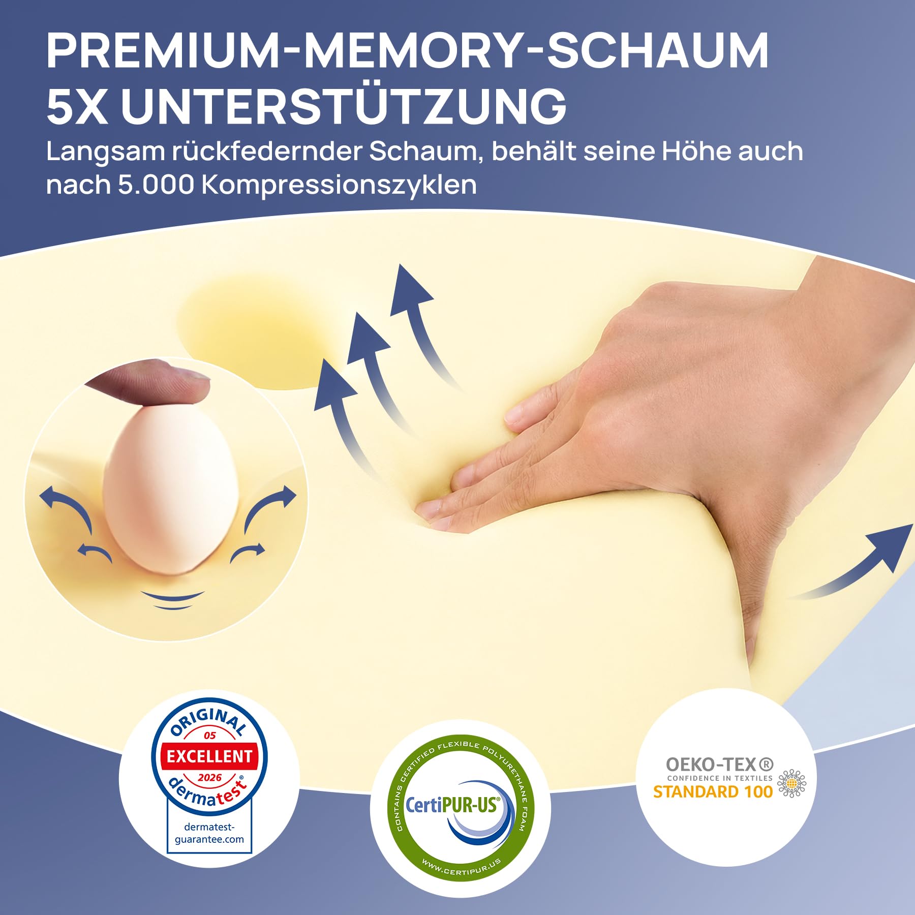 MULISOFT Nackenkissen Memory Foam Ergonomisches Kopfkissen Seitenschläferkissen Nackenstützkissen Schmetterlingskissen Zwei Höhen Grau