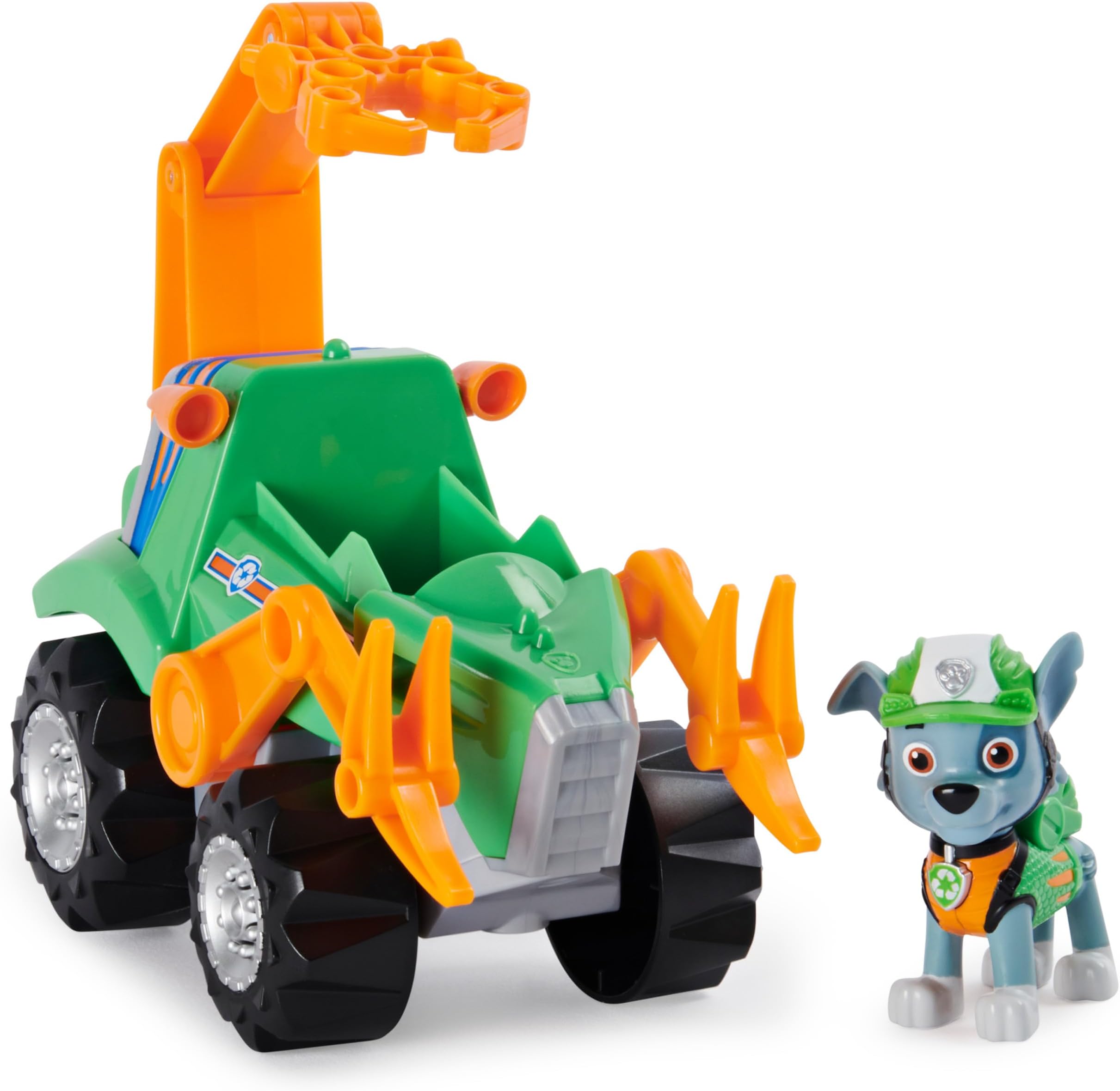 Paw Patrol, Dino Rescue Rocky's Deluxe Rev Up Vehicle with Mystery Dinosaur Figure