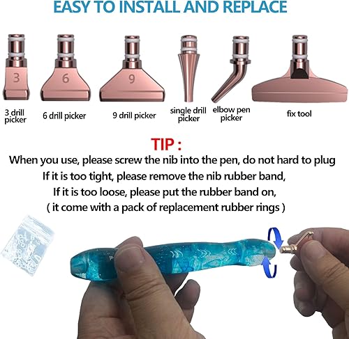 Miniatura 9 de Kit de 17 accesorios y herramientas de pintura de diamantes coloridos, bolígrafo de resina de diamante, 6 ceras de pintura, 6 puntas de acero