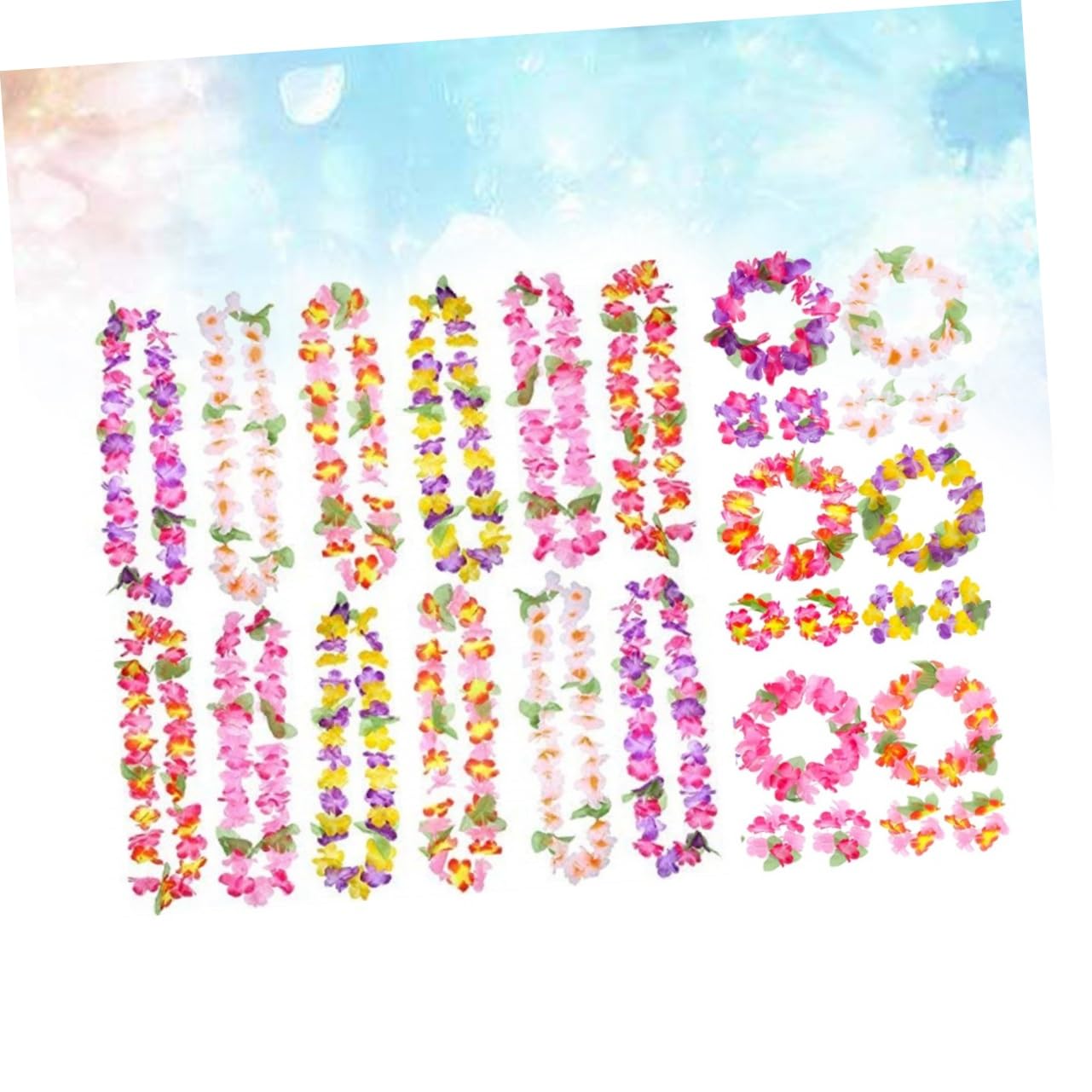 Anneome 12piezas De Flores Diadema Collar y Pulsera Tropical Decoración De Luau y Verano