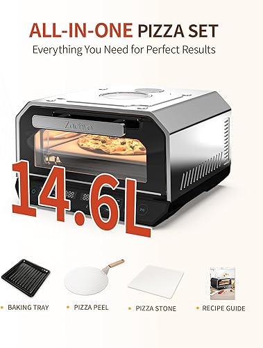 Miniatura 5 de Horno de pizza de interior, hace pizzas de 12 pulgadas en 90 segundos, calienta hasta 850 F horno de pizza de encimera, 6 preajustes de pantalla
