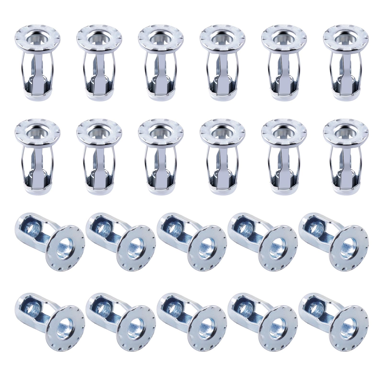 30Pcs M4 Jack Nuts Assortment Kit, Expansion Insert Nuts Petal Nuts Jack Nut Screw Anchor for Hollow Wall Plastic Polywood Pressboard Hardboard (M4 - Silver)