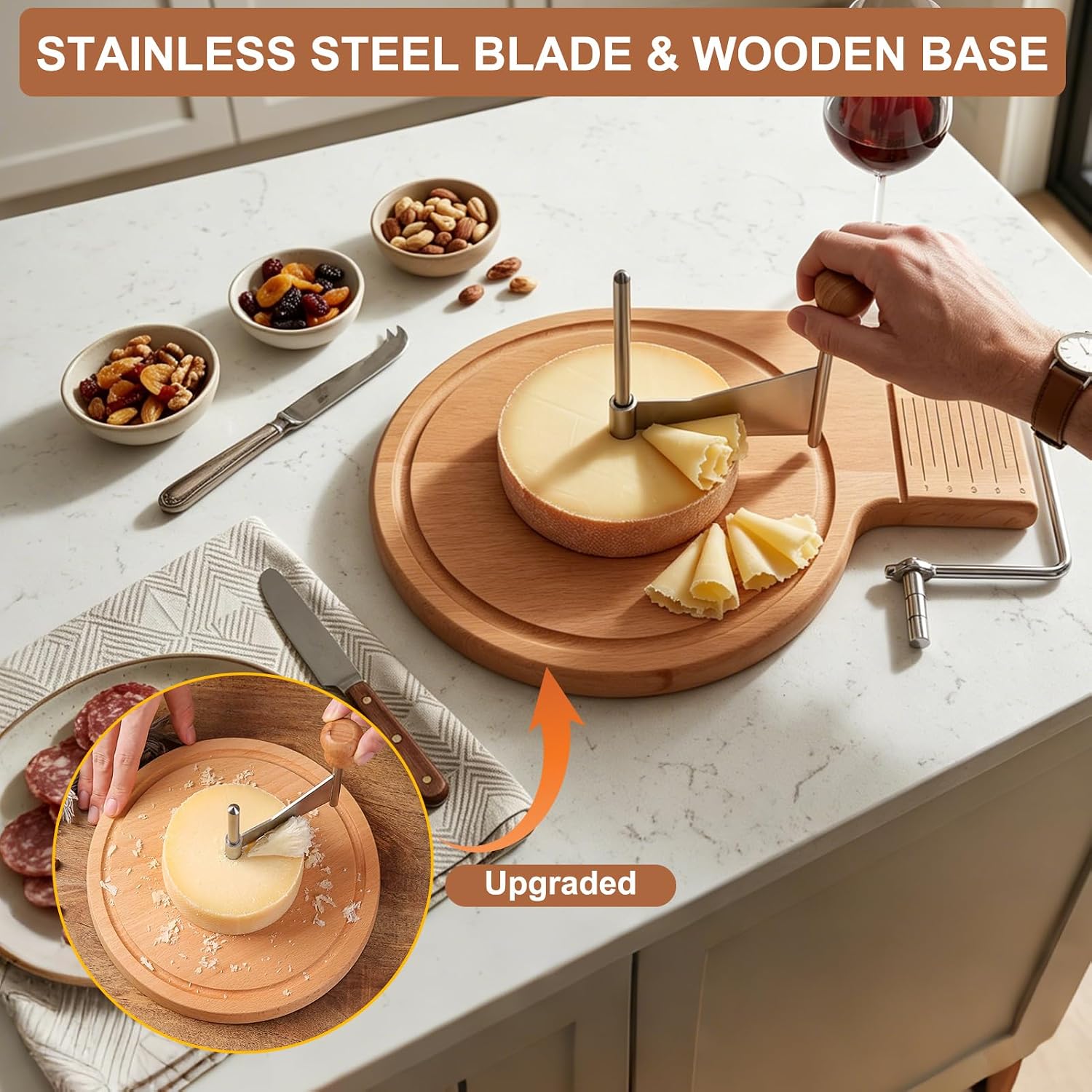 2-in-1 Cheese Curler Wheel & Slicer, Stainless Steel