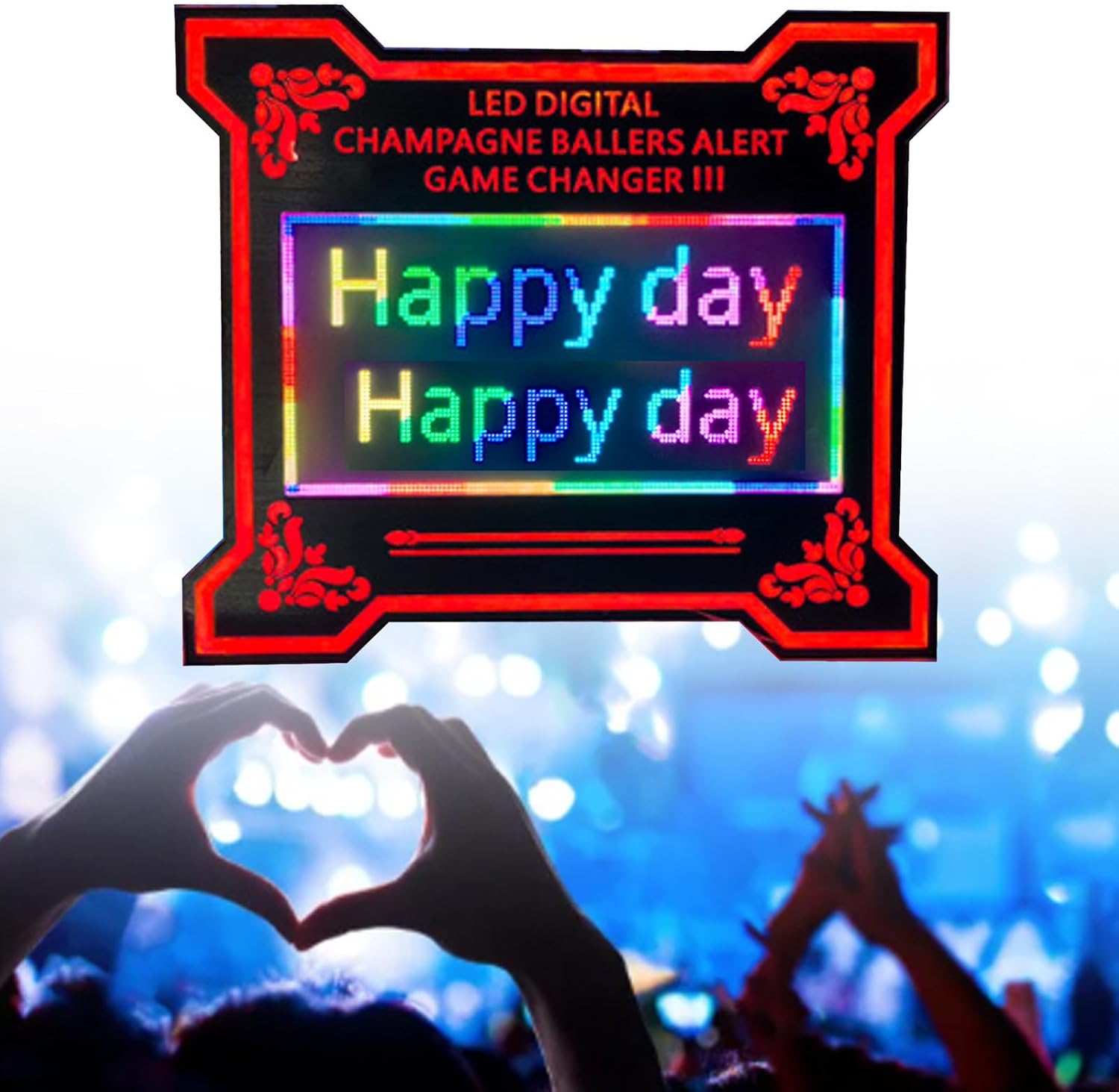 Vip Bottle Service Sign, 70 X 60 X 6 Cm Club Signs For Bottle Service, Color Letter Billboard, Hand Holding Luminous Led Presenter, For Night Club, Party, Bar