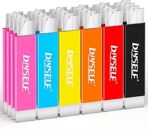 DIYSELF Paquete de 24 cuchillos utilitarios de cortadores de caja, cuchillo de hoja de afeitar de un solo filo, cortador de caja de navaja de metal