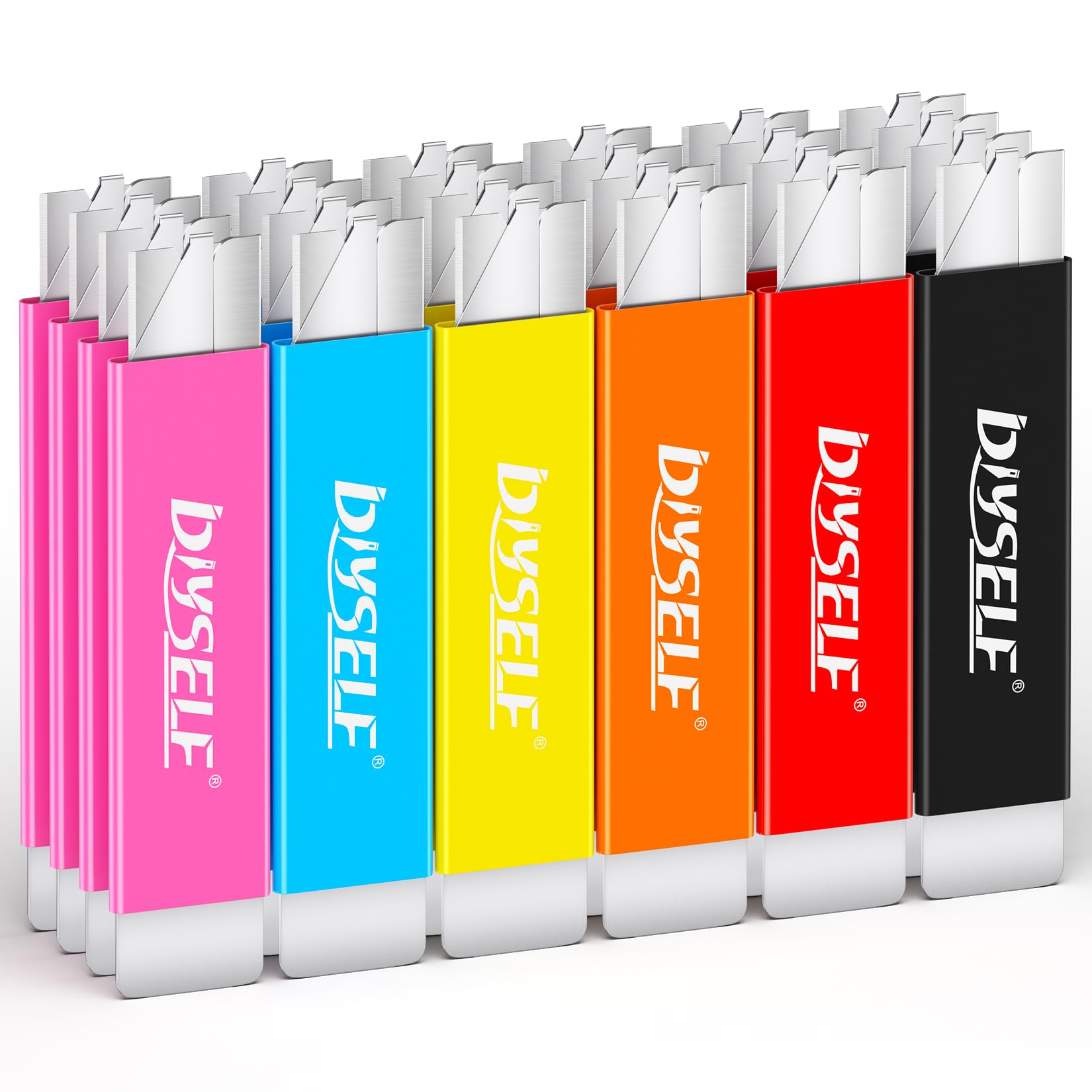 DIYSELF 24 Pack Box Cutter Utility Knife, Single Edge Razor Blade Knife, Metal Razor Knife Box Cutter Retractable, Box Package Letter Opener, Cute