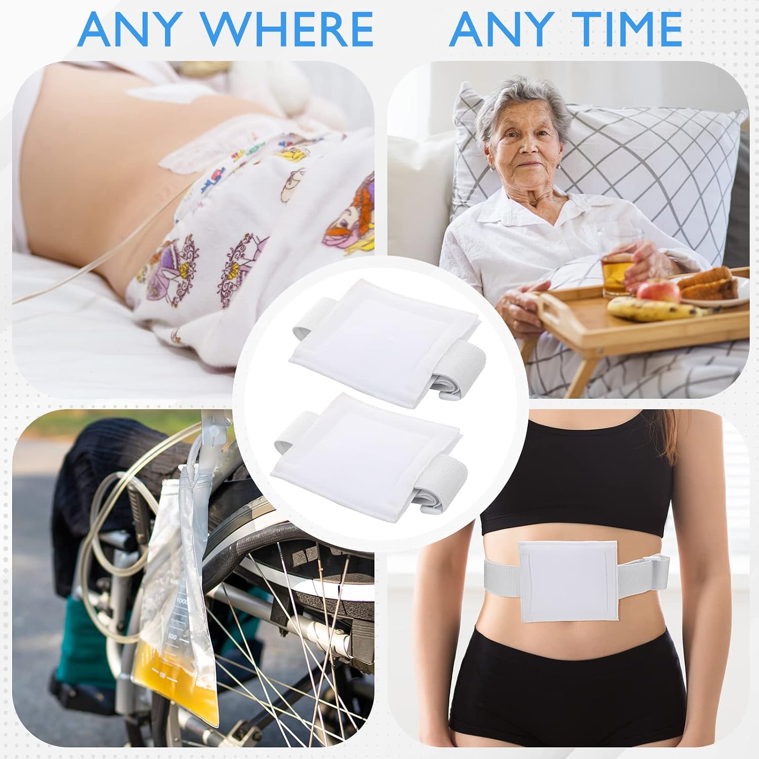Syhood 6 Pcs Feeding Tube Holder Elastic G Belt Comfortable Peg Tube Holder Supplies for Men Women Adults Abdominal Covers Accessories