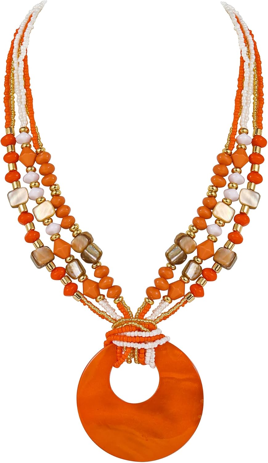 Coiris Shell Pendant Statement Strand Necklace for...