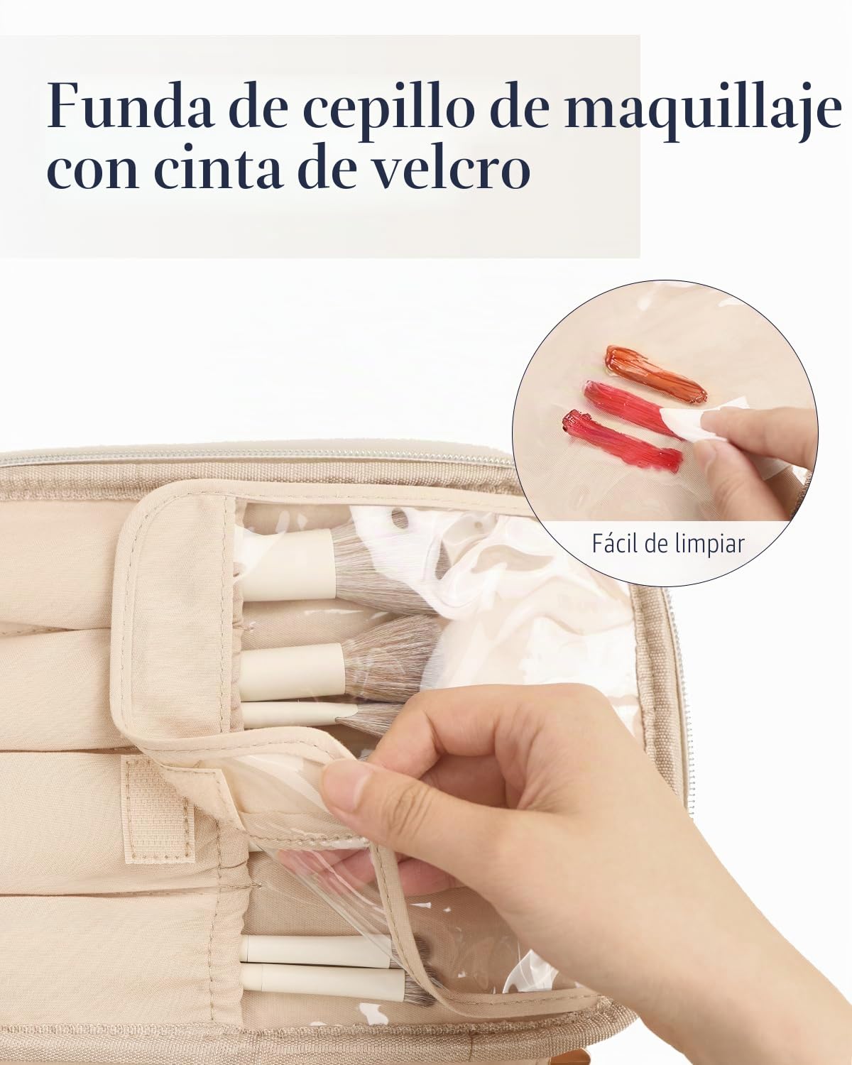 Estuche de Maquillaje Prite, Bolsa de Cosméticos de Viaje de Gran Capacidad Portátil, Organizador de Maquillaje Impermeable para Mujeres con Asa y Divisores (001 Marrón)
