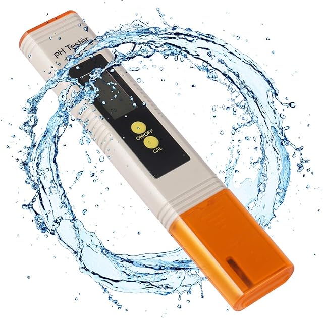 VleOak PH Meter, Digital Tester 0.01 High Accuracy Meter for Water, 0-14 Measurement Range, Household Drinking, Aquarium, Fish Tank, Swimming Pool and Hydroponics with ATC, orange-s
