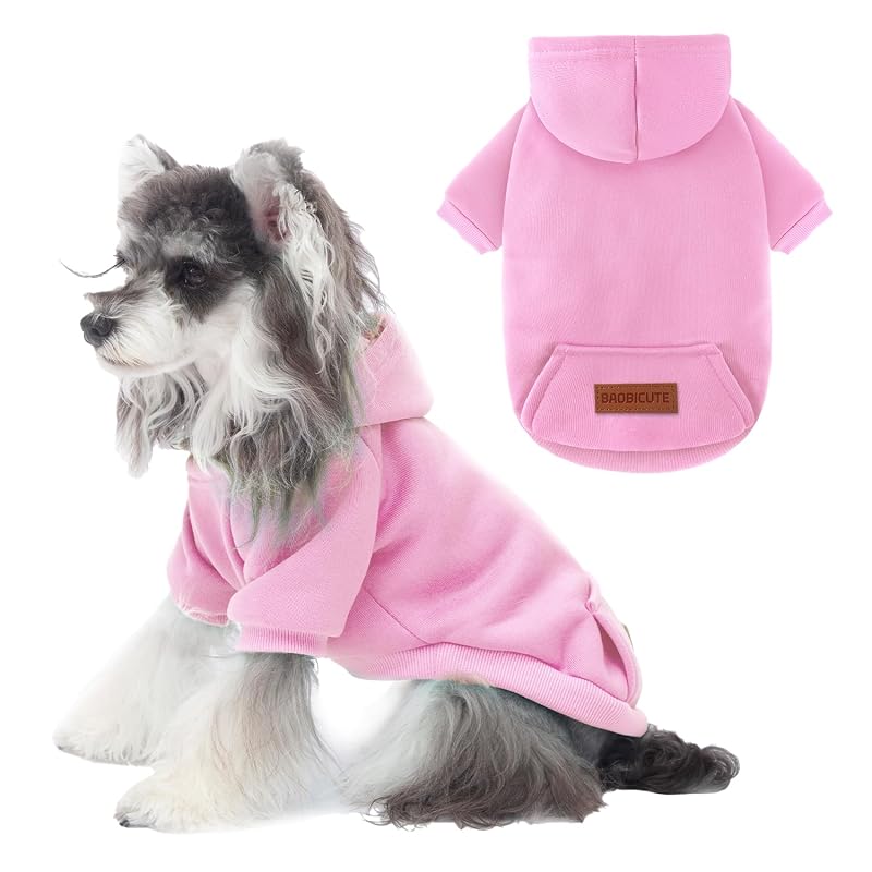 Moletom com Capuz para Cães Pequenos BAOBICUTE em Poliéster Rosa M (Costas 28,96 cm, Peito 42,93 cm) – Pacote com 1