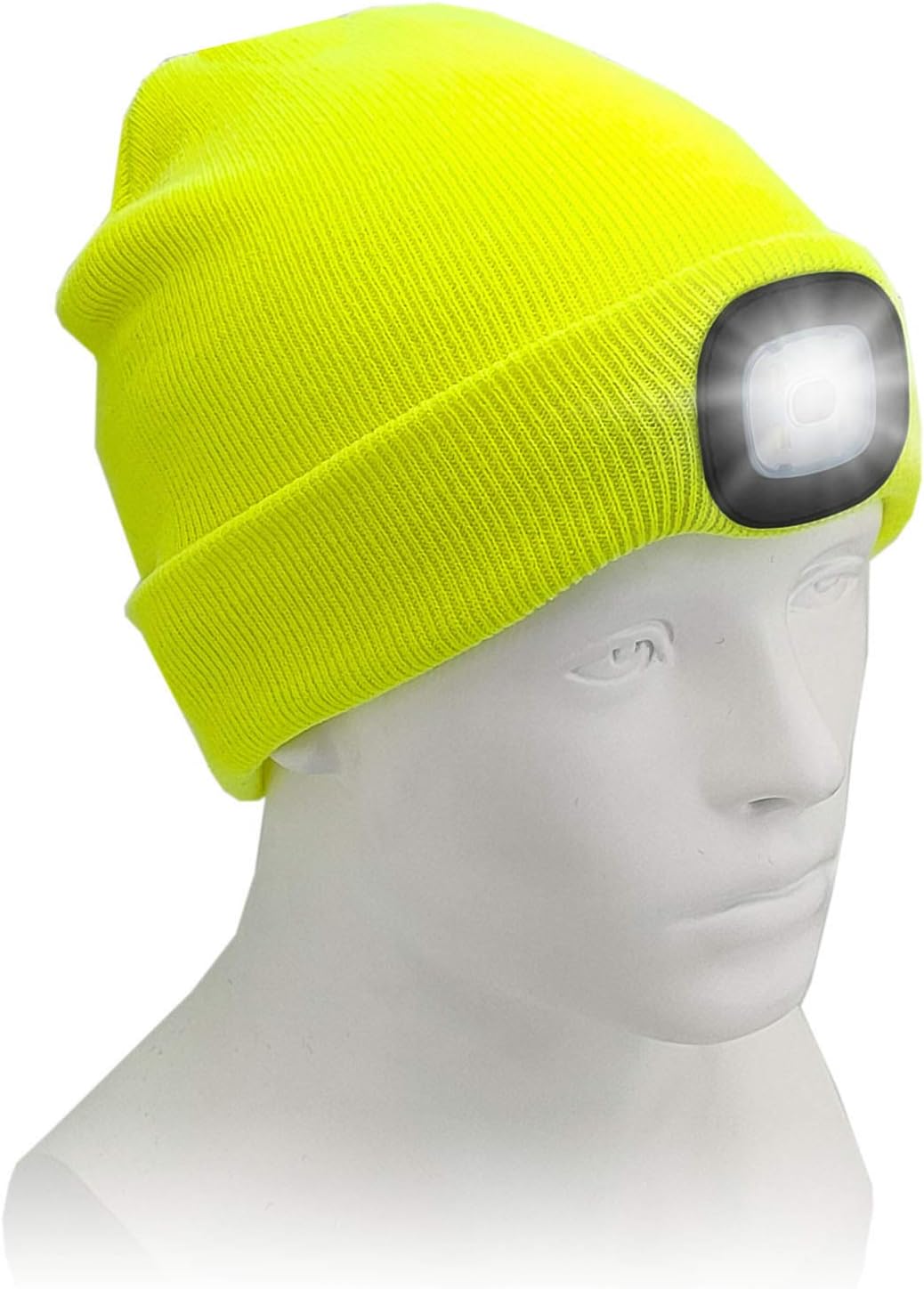 CENSGO Unisex Hat with Light, USB Rechargeable Headlamp Beanie, Gifts for Dad Father Men Husband Warm Knitted Cap image 2