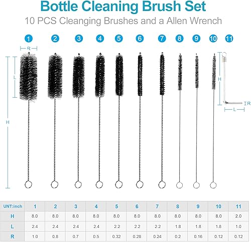 Miniatura 5 de Cepillo limpiador de paja largo que se extiende de 12 pulgadas, extra ancho de 0.47 pulgadas de diámetro, cepillos de limpieza para tubo de cuello