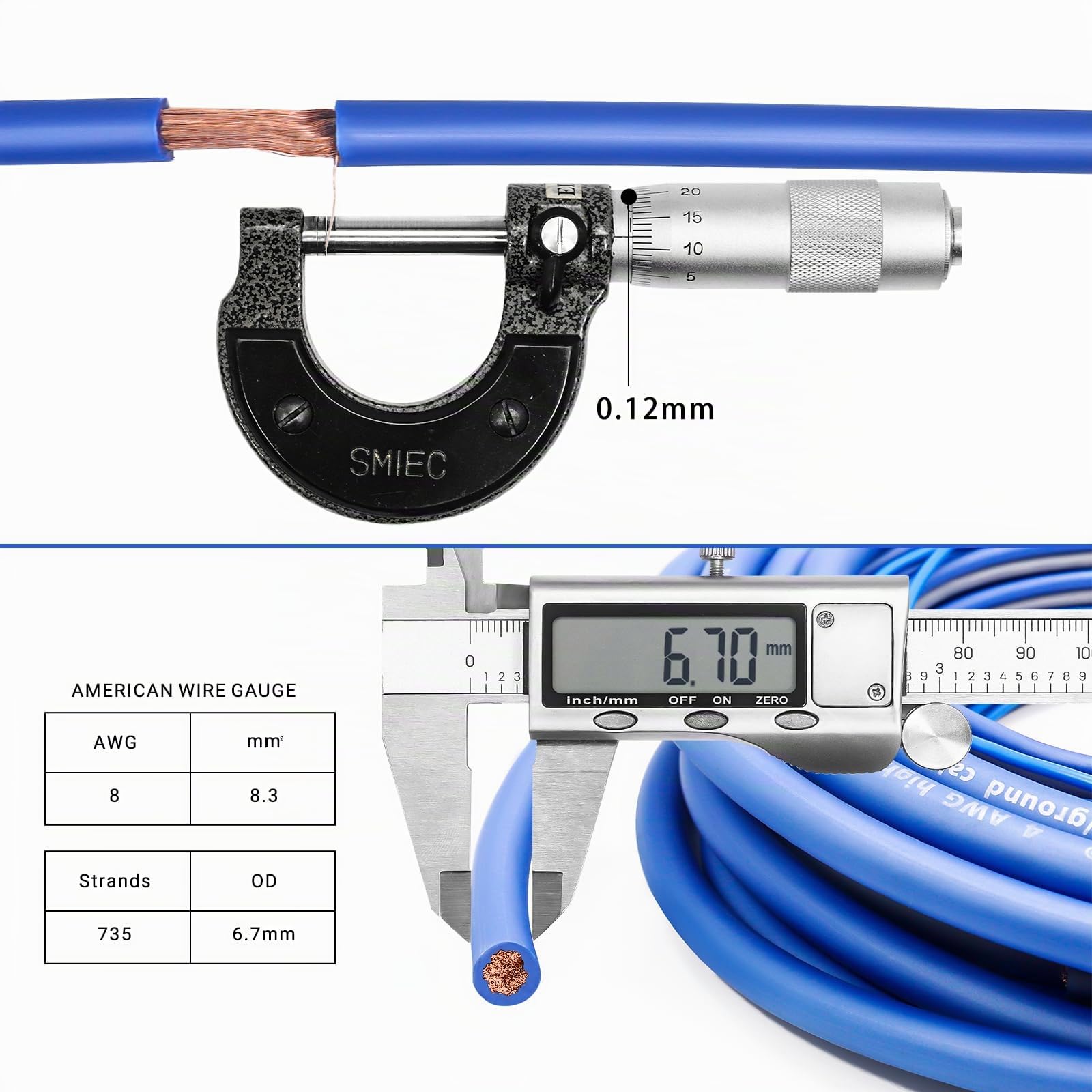 RECOIL RCK-8 Kit de Câblage Complet Amplificateur Voiture 8 AWG (10mm²) – Câble Audio RCA OFC + Alimentation CCA, Kit Câbles pour Ampli Basses, Compatible La Plupart des Voitures