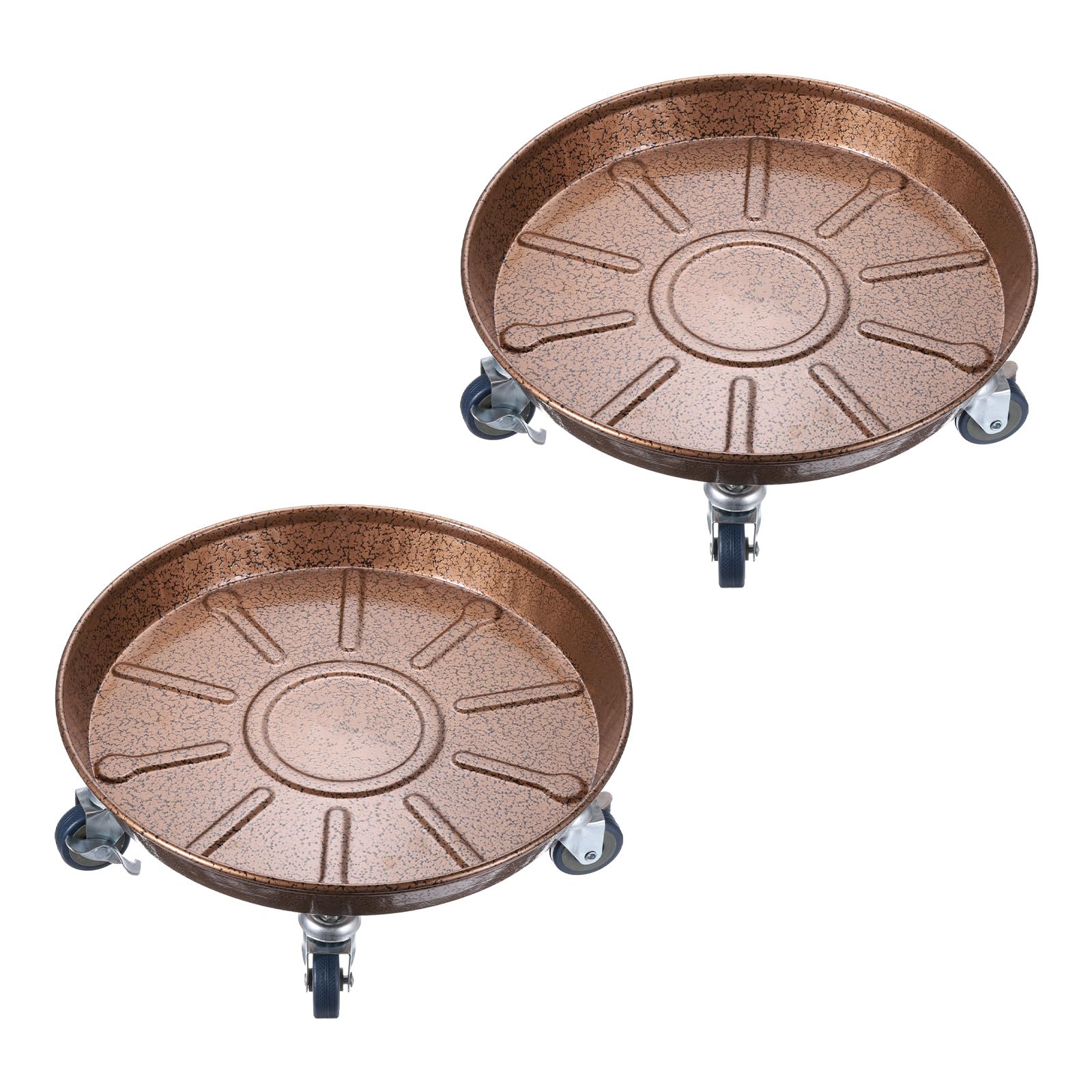 Chariot roulant pour pots ronds avec roues universelles pivotantes et finition cuivre chic