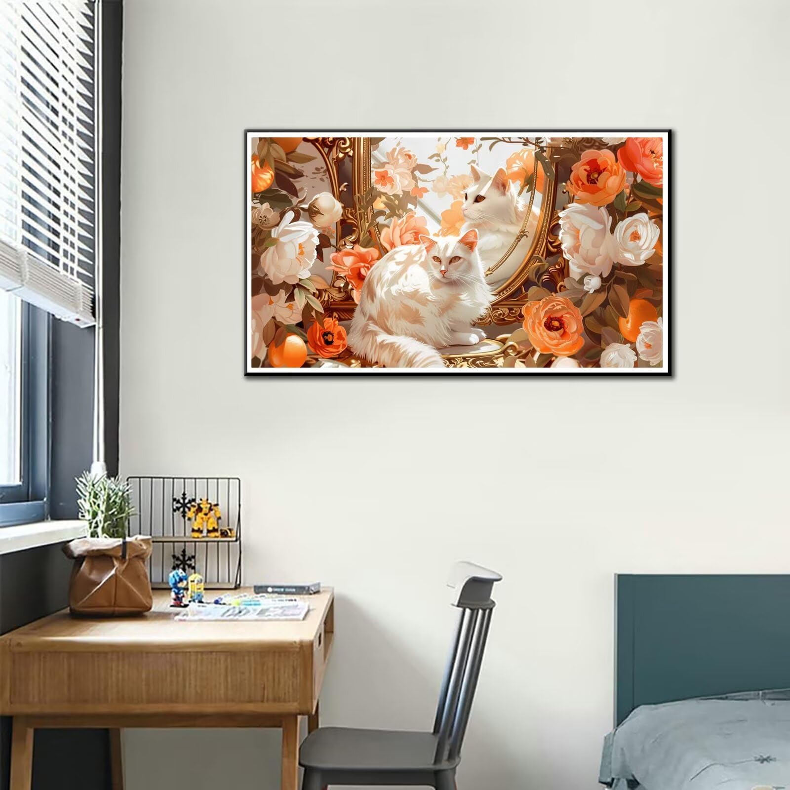 Dipingere con i Numeri Adulti, Gatto Kit di Pittura Acrilica Fai-da-Te per Adulti Principianti, 140x80cm Paint by Numbers Adulti con Pennelli Pittura a Pigmento Acrilico, Senza Cornice (Gatto Bianco)